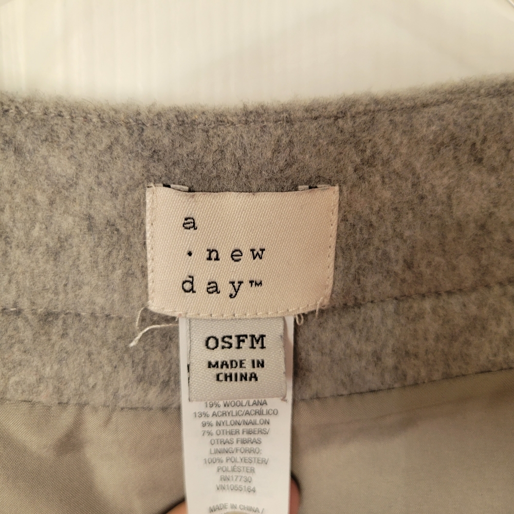 A New Day OSFM Gray Wool Blend Blazer Jacket Open Front - Picture 4 of 8